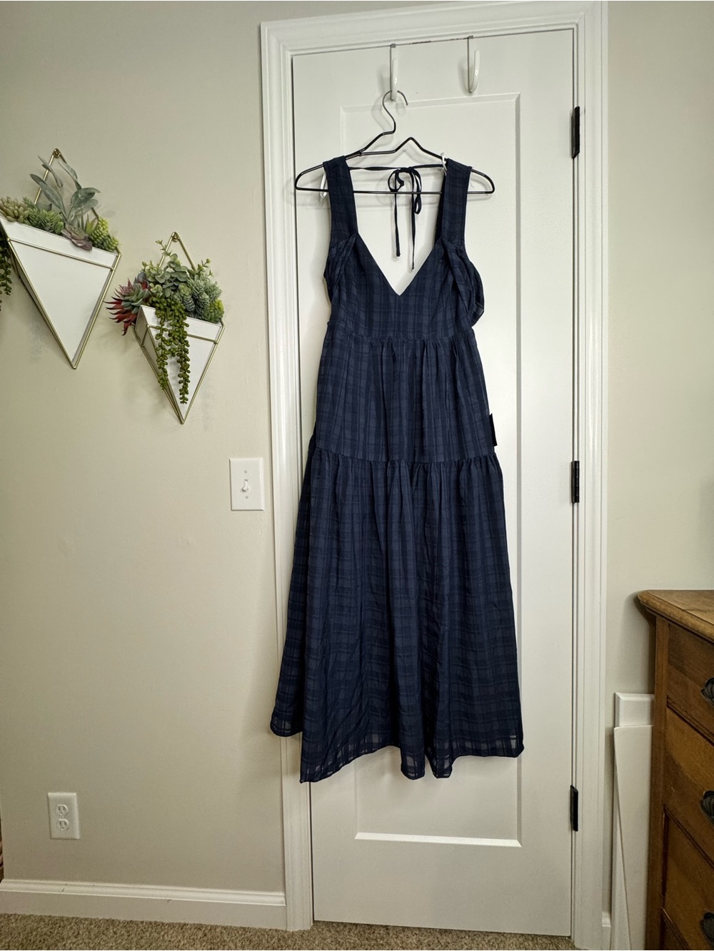 Lulu’s Navy on Navy Plaid Maxi Dress
